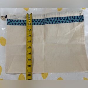Tory Burch Canvas Pouch with Blue Pattern Trim Never Used